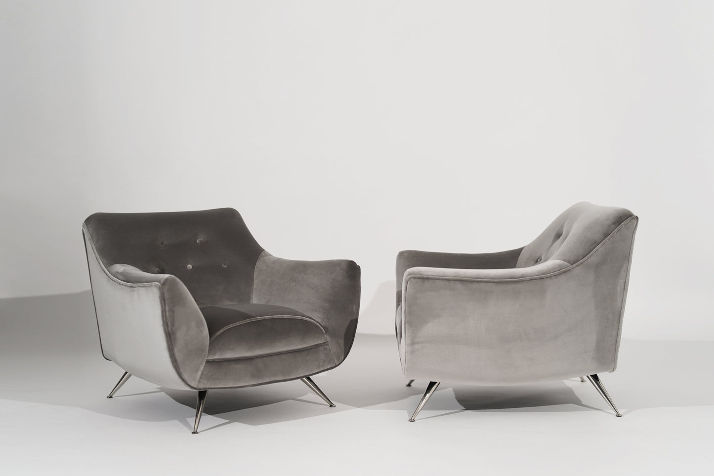 Set of Lounge Chairs by Henry Glass in Grey Alpaca Velvet, C. 1950s