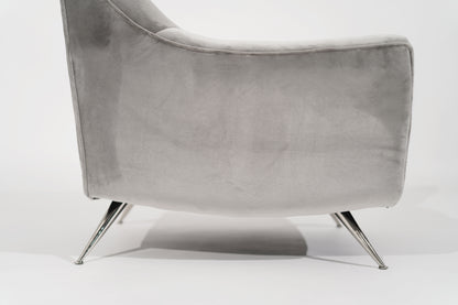 Set of Lounge Chairs by Henry Glass in Grey Alpaca Velvet, C. 1950s