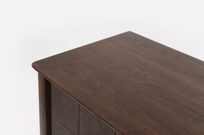 Distinctive Walnut Burl Wood Front Credenza, 1950s