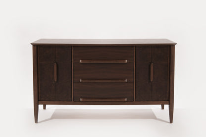 Distinctive Walnut Burl Wood Front Credenza, 1950s