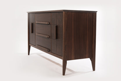 Distinctive Walnut Burl Wood Front Credenza, 1950s