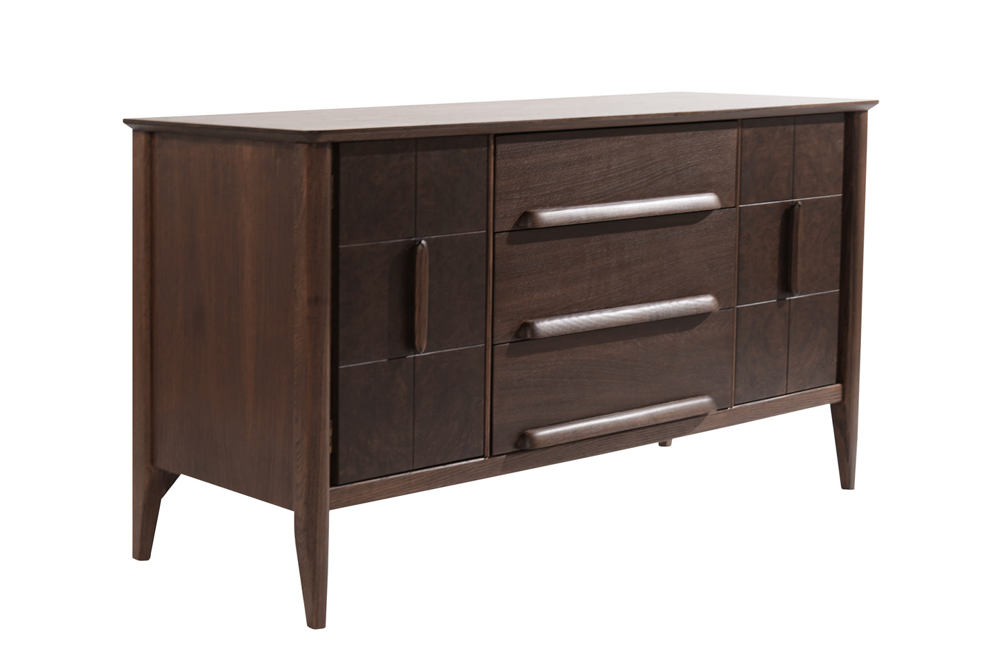 Distinctive Walnut Burl Wood Front Credenza, 1950s