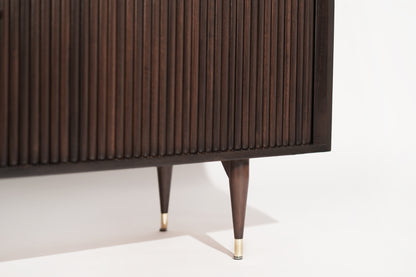 Mid-Century Brass and Walnut Credenza, C. 1950s