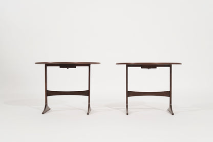 Walnut End Tables by Sven Engstrom & Gunnar Myrstrand, Sweden, circa 1960s