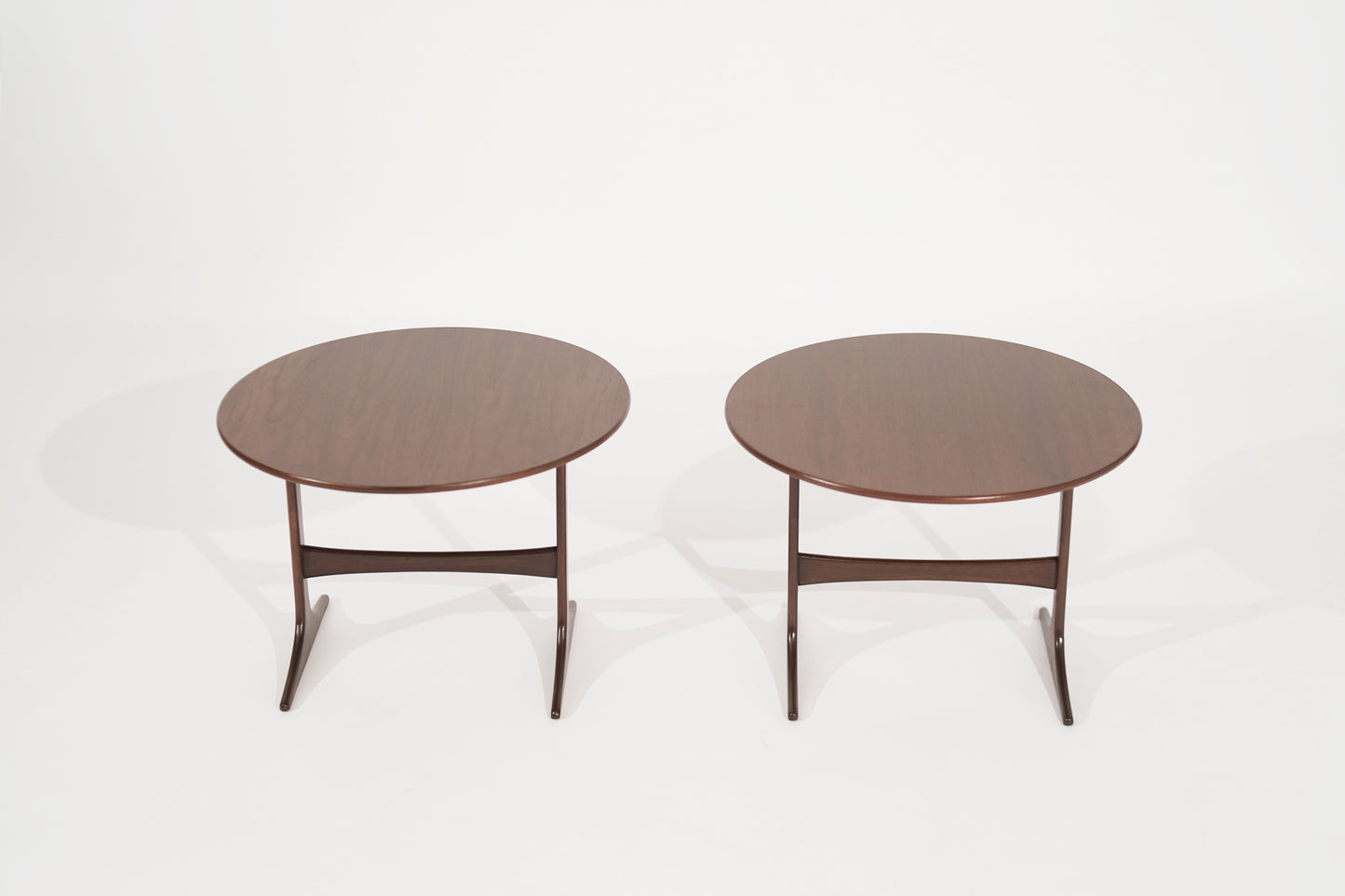 Walnut End Tables by Sven Engstrom & Gunnar Myrstrand, Sweden, circa 1960s