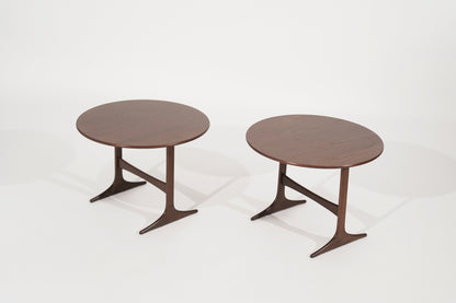 Walnut End Tables by Sven Engstrom & Gunnar Myrstrand, Sweden, circa 1960s
