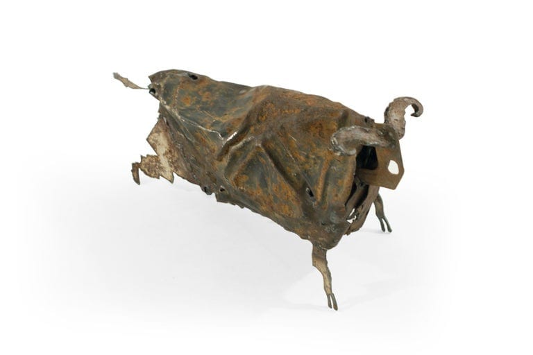 Handcrafted Iron Bull Sculpture, circa 1980s