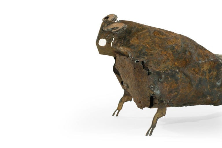 Handcrafted Iron Bull Sculpture, circa 1980s