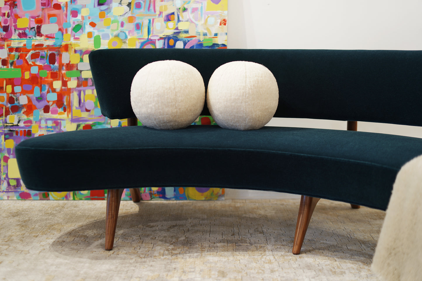 Orb Accent Pillow in Ivory Cream Alpaca by Holly Hunt