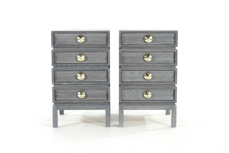 Stacked End Tables in Grey Ceruse