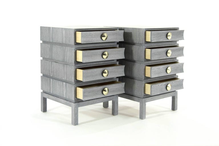 Stacked End Tables in Grey Ceruse