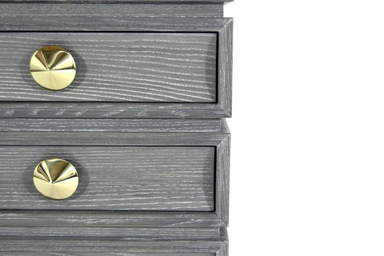 Stacked End Tables in Grey Ceruse