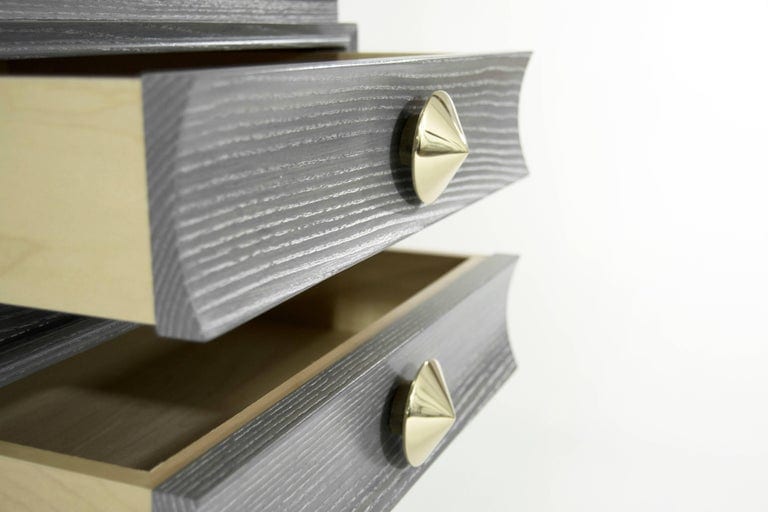 Stacked End Tables in Grey Ceruse