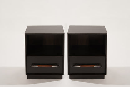 Dark Walnut Nightstands by T.H. Robsjohn-Gibbings, 1950s