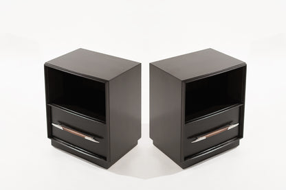 Dark Walnut Nightstands by T.H. Robsjohn-Gibbings, 1950s
