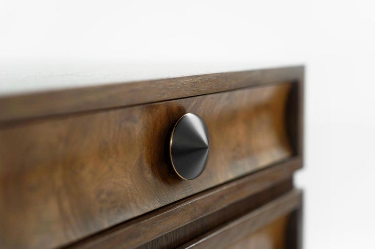 Stacked Bedside Tables in Special Walnut with Burl Wood