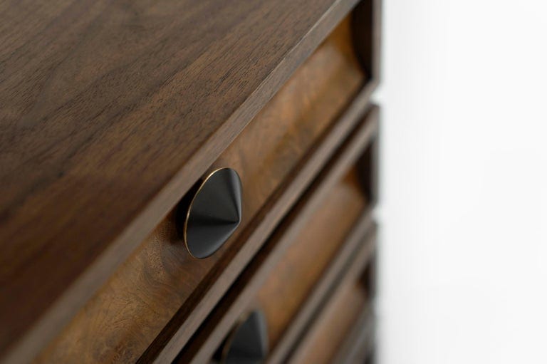 Stacked Bedside Tables in Special Walnut with Burl Wood