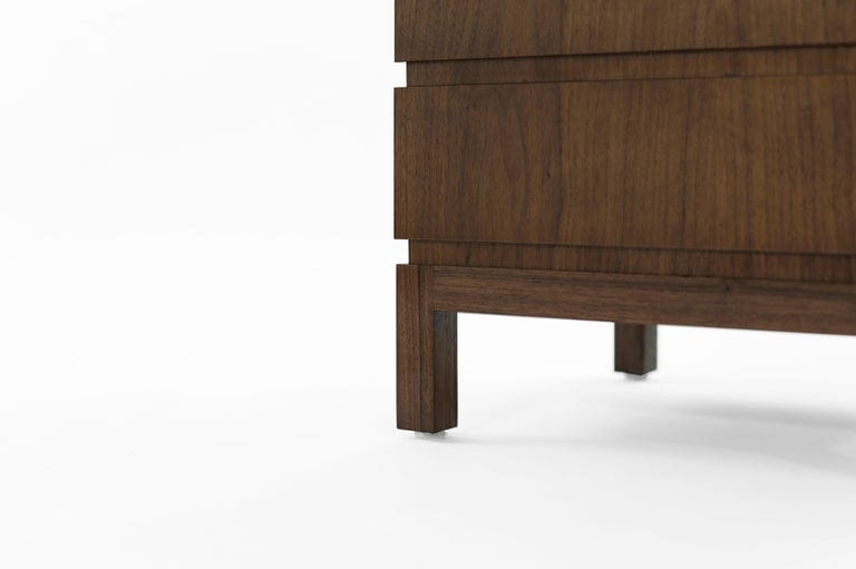 Stacked Bedside Tables in Special Walnut with Burl Wood