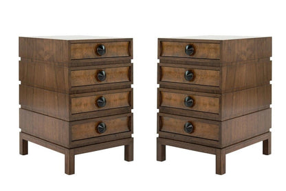 Stacked Bedside Tables in Special Walnut with Burl Wood