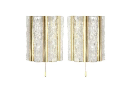 Murano Glass and Brass Sconces by Doria Leuchten, Germany 1950s