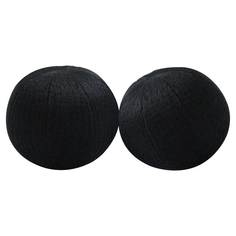 Orb Accent Pillow in Navy Blue Alpaca by Holly Hunt